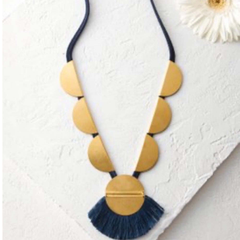 Soft Surroundings Gold and Blue Geometric Necklace